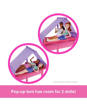 Barbie Dream Camper Playset with Roof Tent, BBQ Grill with Color-Change Feature