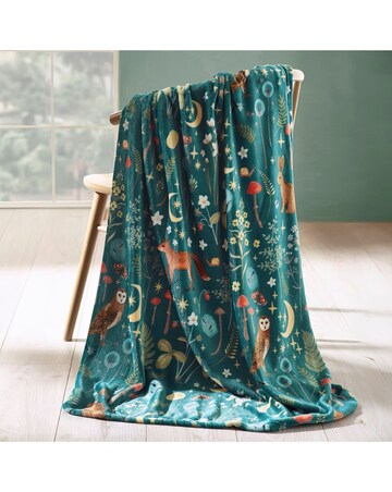 Catherine Lansfield Enchanted Twilight Fleece Throw - Forest Green
