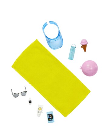 Barbie Ken Doll with Swim Trunks and Beach-Themed Accessories