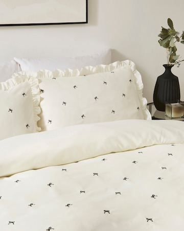 Cosette Embroidered Bows Ruffle Edge Duvet Cover Set