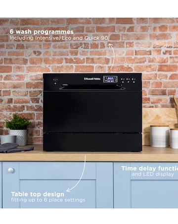 Russell Hobbs RHTTDW6B Table Top Dishwasher - Black
