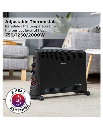 Russell Hobbs 2kW Black Convection Heater with Timer