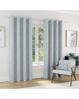 Sherwood Leaf Jacquard Lined Curtains - Ice Blue