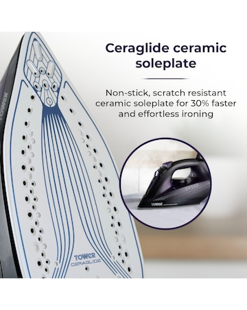 Tower CeraGlide T22011 Ultra Iron with Ceramic Soleplate Variable Steam, 2600W