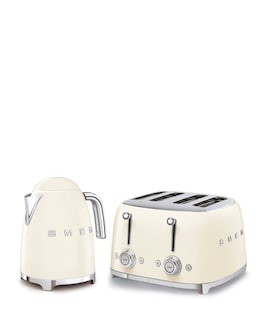 Smeg Kettle and 4 Slice Toaster Cream