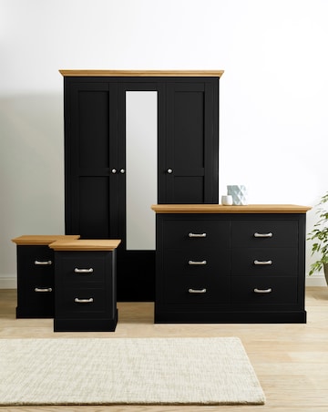 Julipa Ashford 4 Piece Package (2 x Bedside, 6 Drawer Chest, 3 Door Wardrobe)