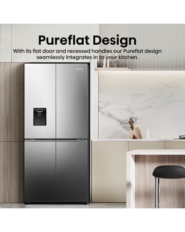 Hisense RQ5P470SMIE 80cm American 4 Door Fridge Freezer - Black