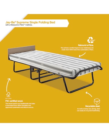 Jay-Be Supreme Automatic Folding Bed with Rebound e-Fibre Mattress - Single