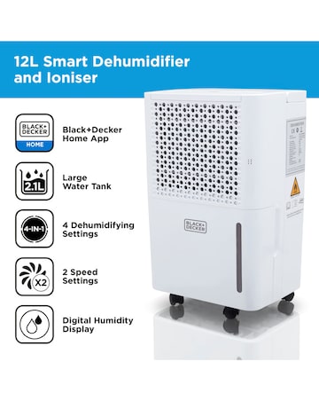 BLACK+DECKER 12L Smart Dehumidifier LED Display