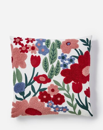 Eva Boucle Embroidered Floral Cushion