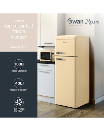 Swan SR11010CNE Retro 30/70 Top Mounted Fridge Freezer - Cream