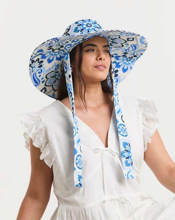 Printed Tie Detail Sun Hat