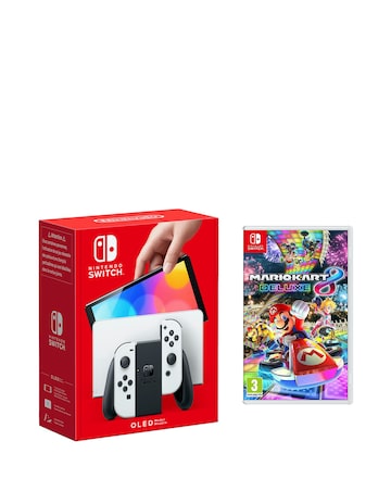 Nintendo Switch OLED White Console + Mario Kart 8 Deluxe bundle