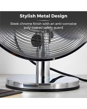 Tower 12 Silver Chrome Metal Desk Fan