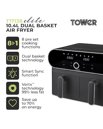 Tower T17138 Vortx 10.4L Dual Basket Air Fryer