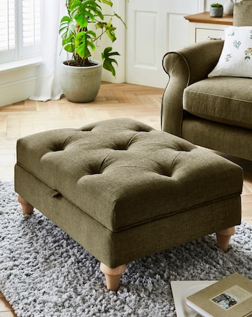 Julipa Colston Chenille Buttoned Storage Footstool