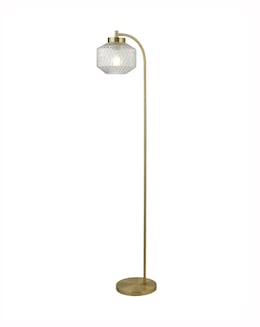Clear Glass and Brass Floor Lamp