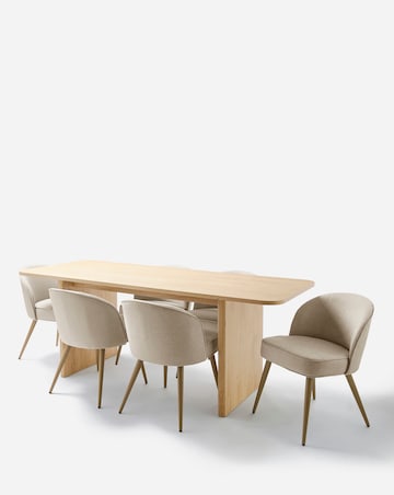 Oslo Panel End Dining Table with 6 Emilie Fabric Chairs