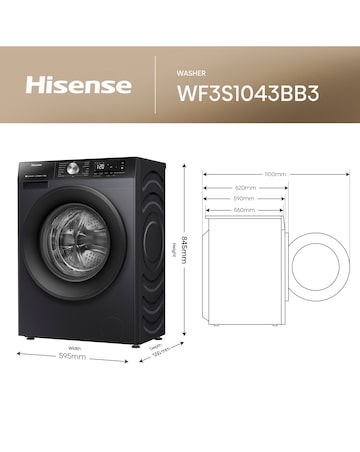 Hisense 3S Series WF3S1043BB3 WiFi-enabled 10kg 1400 Spin Washing Machine - Blac