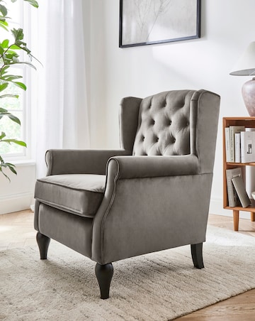 Bailey Velvet Button Back Wingback Armchair