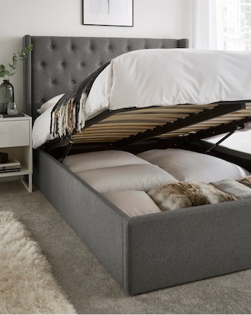 Allegra Winged Fabric Ottoman Bedframe