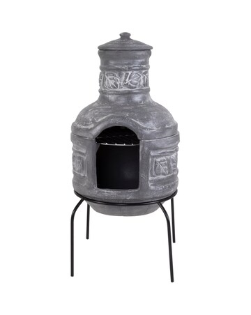 Charles Bentley Leaf Motif Clay Chimenea With Grill