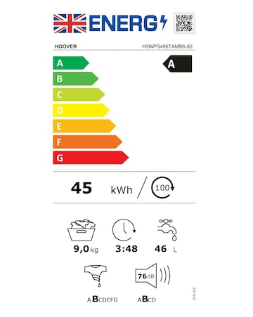 Hoover H-Wash 350 H3WPS496TAMB6-80 9kg Washing Machine