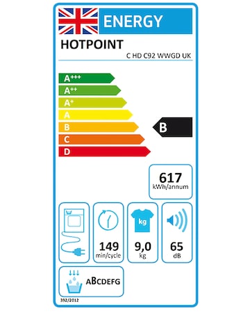 Hotpoint C HD C92 WWGD UK Condenser Tumble Dryer 9kg White + Install