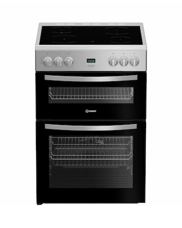 Indesit IDE6VDCS1 60cm Electric Double Cooker Ceramic Hob - Silver + Install