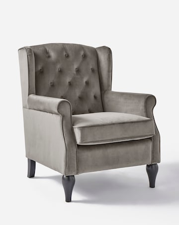 Bailey Velvet Button Back Wingback Armchair