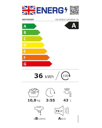 Hotpoint H809ADSGPOWERUK 10kg 1400rpm Washing Machine - Silver