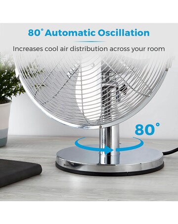 Tower 12 Silver Chrome Metal Desk Fan