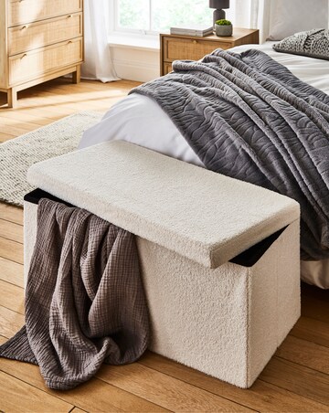 Teddy Boucle Foldable Storage Ottoman