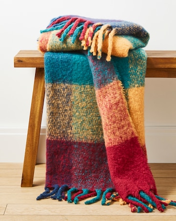 Checked Multicolour Faux Mohair Throw