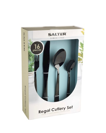 Salter Regal Black 16 Piece Cutlery Set