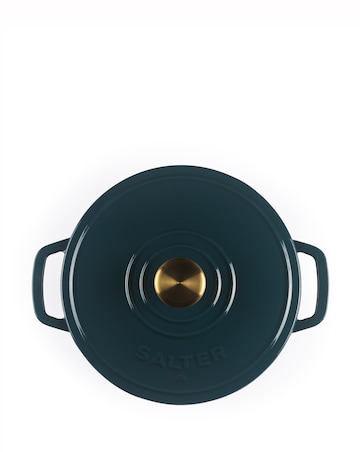 Salter 24cm Cast Iron Casserole Dish Green