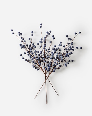 Frosted Blue Berry Stems - Set of 3