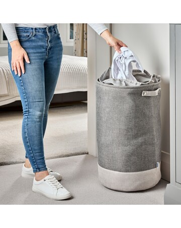 Minky 86L Round Laundry Hamper with Drawstring