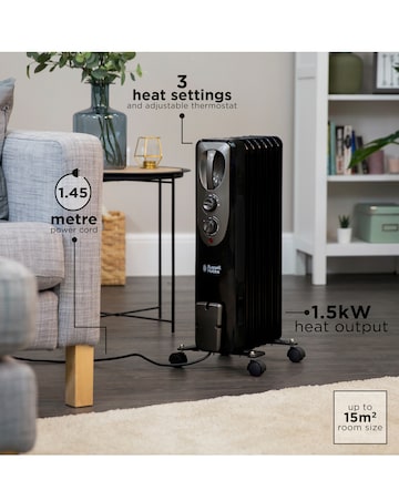Russell Hobbs RHOFR5001B 2kW Black Oil Filled Radiator