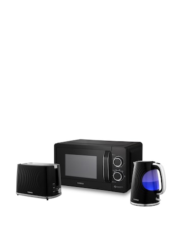 Tower Kettle, 2 Slice Toaster & Microwave Bundle Black