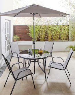 Malaga 4 Seater Dining Set with Parasol
