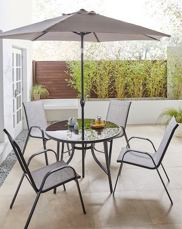 Malaga 4 Seater Dining Set with Parasol