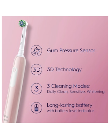 Oral-B Pro 1 3D White Pink Electric Toothbrush with Travel Case