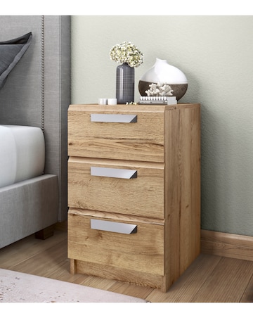 Lugo Ready Assembled 3 Drawer Bedside Table