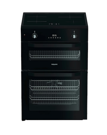 Hotpoint HDE6IDC2B1 60cm Electric Double Cooker with Induction Hob - Black