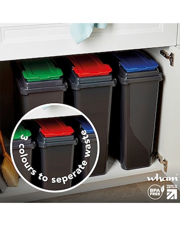 Wham Set of 3 Recylce It 25L Slimline Bins
