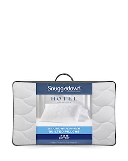 Snuggledown Luxury Cotton Quilted Firm Support Pillows - 2 Pack