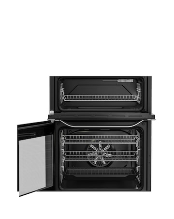 Hotpoint HDD6GDC2WX Dual Fuel Double Cooker with Glass Lid - Stainless Steel