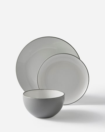 Grey Dipped 12 Piece Dinner Set