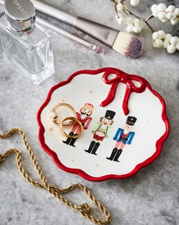 Nutcracker Ceramic Trinket Dish with Bow
